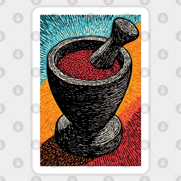 Mortar and Pestle Art | Vintage Apothecary Style Sticker by TuncGK